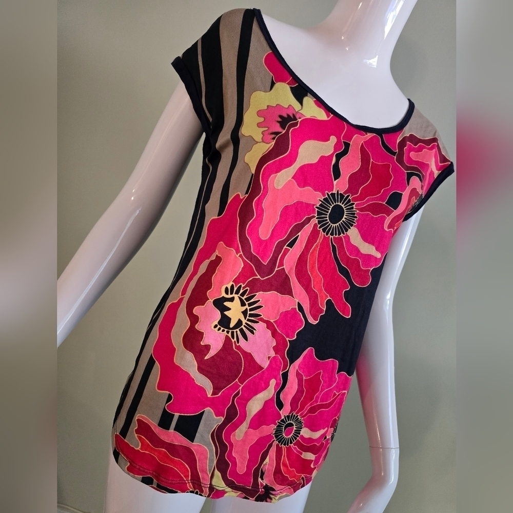 🌈Edista Los Angeles Floral Printed Short Sleeve Top Oversized Size Small